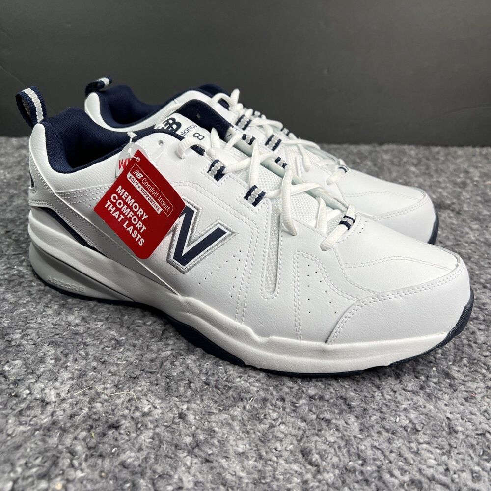 New Balance 608 White Navy Mens 14 Casual Comfort Training Sneaker Shoes MX608V5